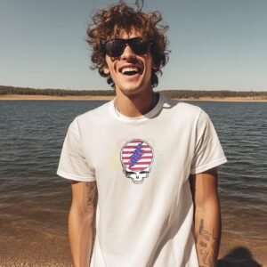 Grateful Dead 4th of July Shirt Stealie Fireworks Jam Band Concert Tee Live Music Festival Beach Shirt Outdoor Dancing Fun